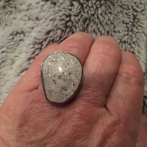 White and silver ring